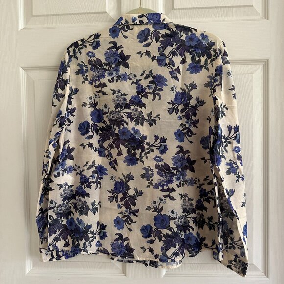 Sezane Pierro Shirt Blue Floral Sz 40/8 - Picture 2 of 5